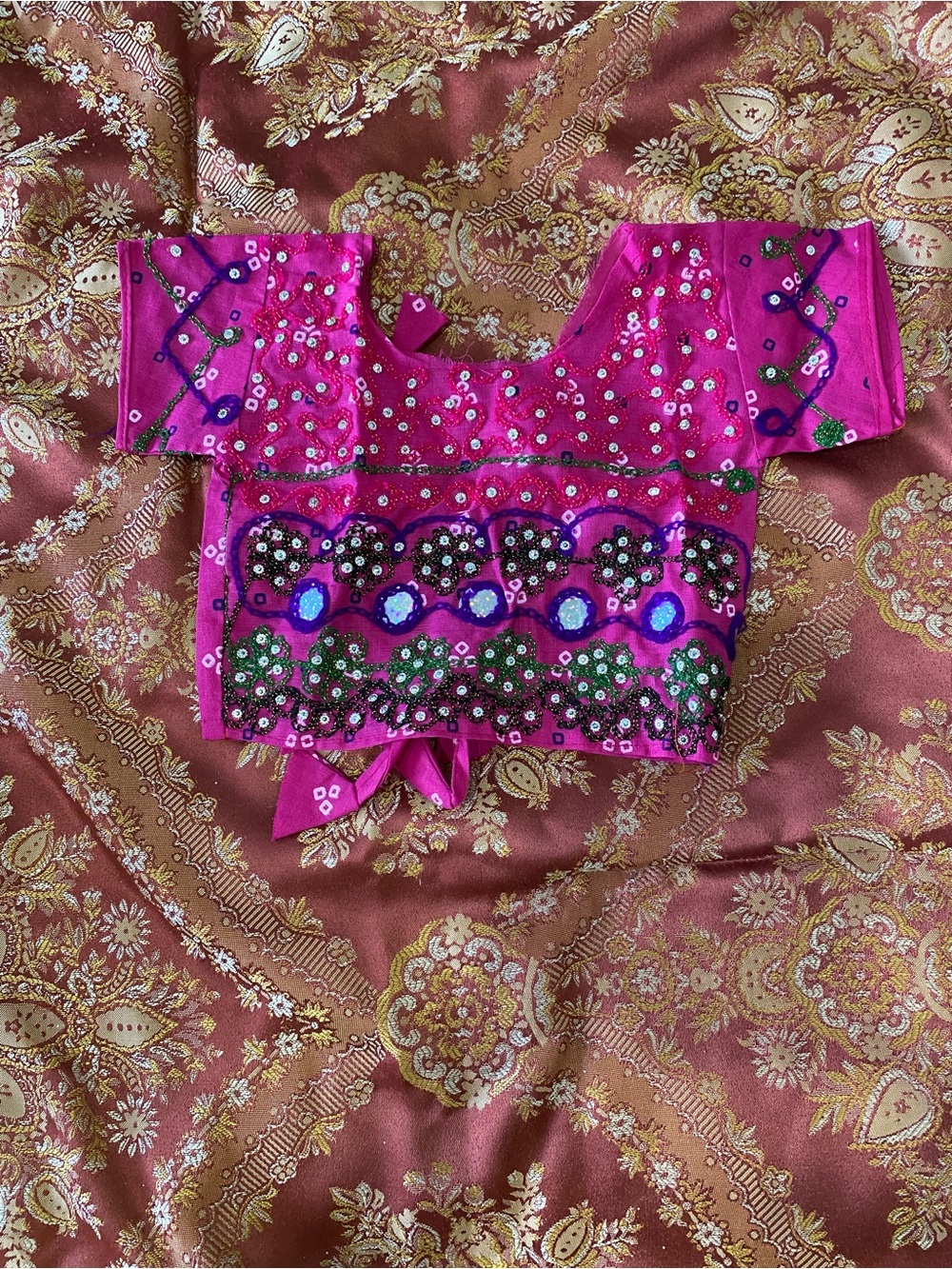 Girls' Embellished Magenta Party Dress with two piece skirt set - Picture 2 of 9